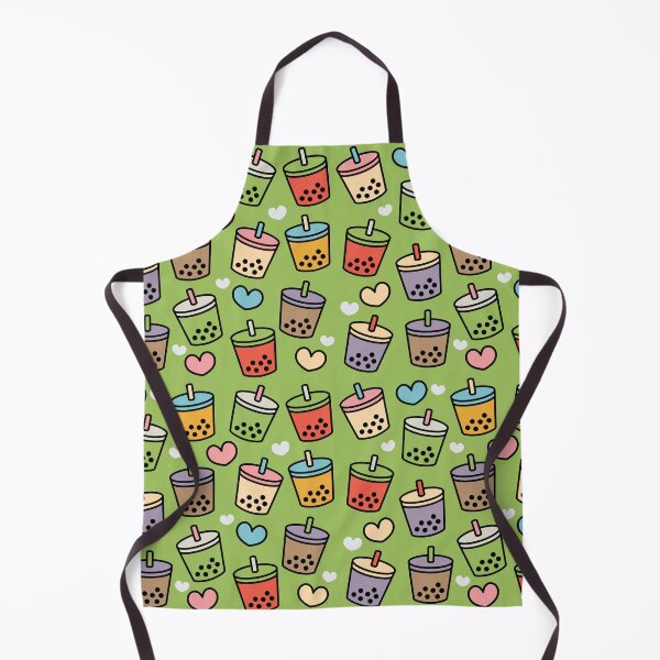 Item preview, Cute Bubble Tea Flavors and Hearts Pattern - Green Version designed and sold by BobaTeaMe.