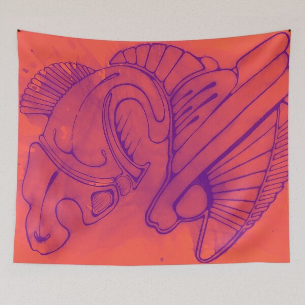 Item preview, Neon Orange Red Alien Skeleton Space Ship designed and sold by iamstevivaughn.