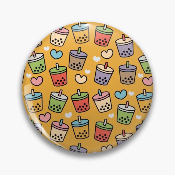 Item preview, Cute Bubble Tea Flavors and Hearts Pattern - Orange Version designed and sold by BobaTeaMe.