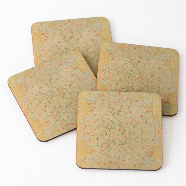 Item preview, Floral Savonnerie 19th Century Authentic Colorful Picture of a Rose Tulip and Greenery Rug designed and sold by vintagepatterns.