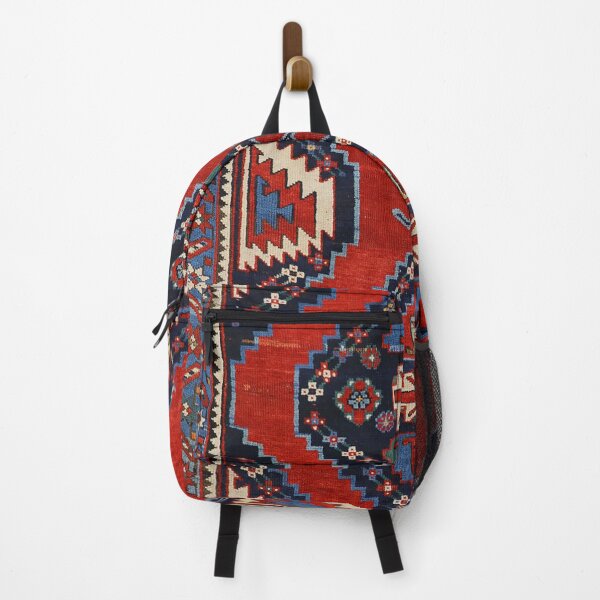 Item preview, Kazak Shape 19th Century Authentic Colorful Picture of a Dark Red and Blue Rug designed and sold by vintagepatterns.
