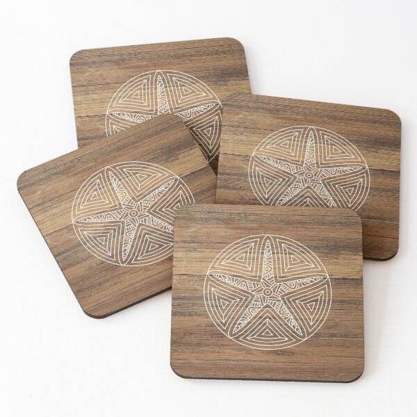 Item preview, preppy rustic brown beach wood tropical tribal tattoo starfish sand dollar designed and sold by IamTrending.