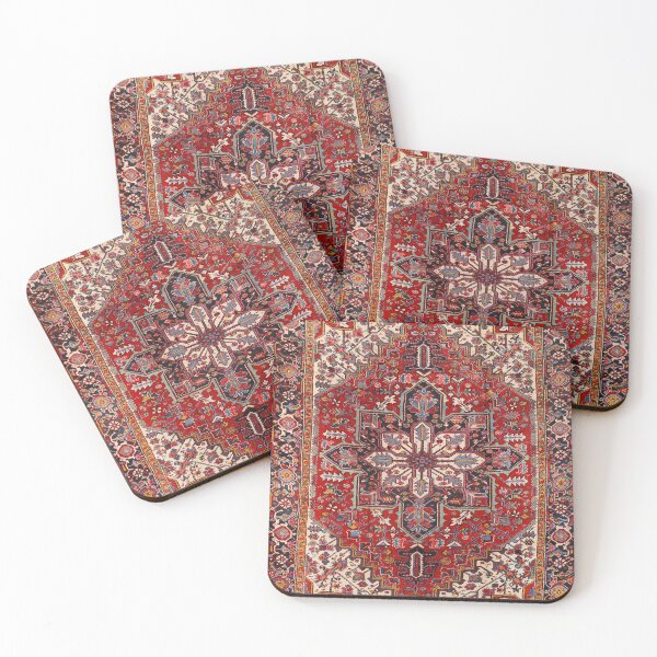 Item preview, Persia Heriz 19th Century Authentic Colorful Picture of a Blue Red and Cream Rug designed and sold by vintagepatterns.