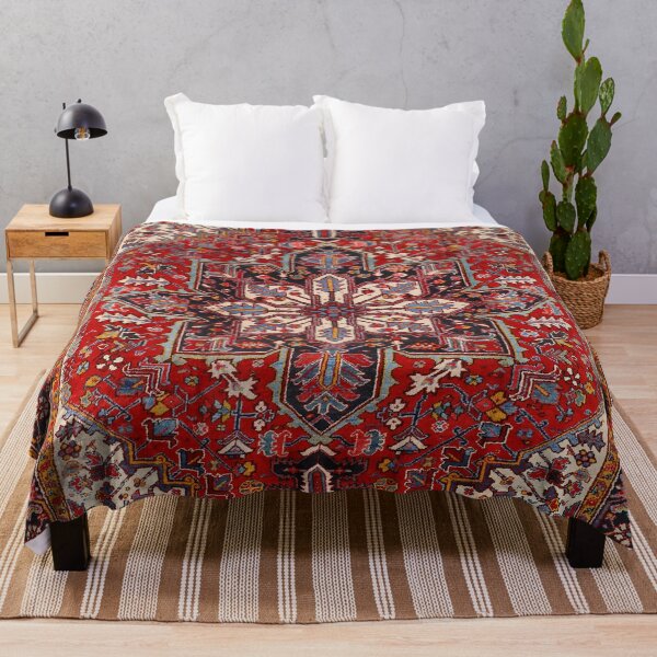 Item preview, Persia Heriz 19th Century Authentic Colorful Picture of a Blue Red and Cream Rug designed and sold by vintagepatterns.