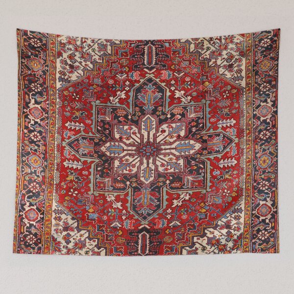 Item preview, Persia Heriz 19th Century Authentic Colorful Picture of a Blue Red and Cream Rug designed and sold by vintagepatterns.