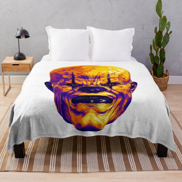 Item preview, Evil Clown Face Portrait orange violet version designed and sold by PeterADesign.