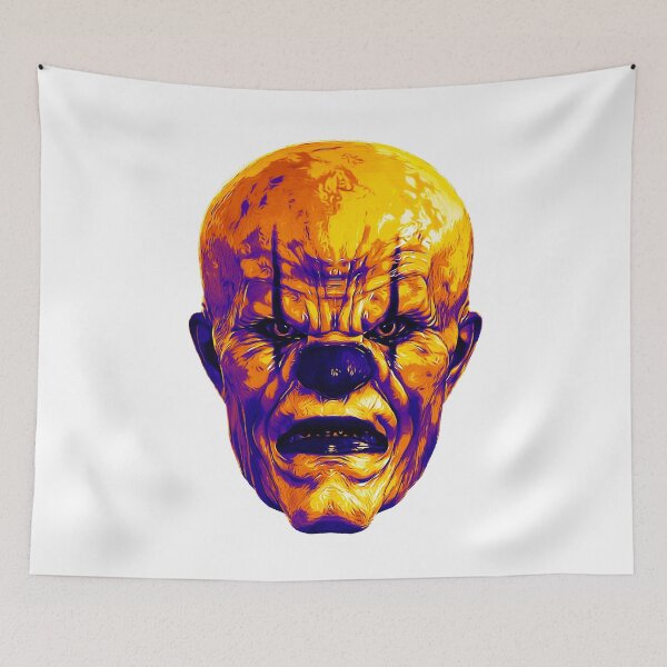 Item preview, Evil Clown Face Portrait orange violet version designed and sold by PeterADesign.