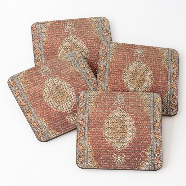 Item preview, Persia Red 19th Century Authentic Colorful Picture of a Blue Orange and Yellow Rug designed and sold by vintagepatterns.
