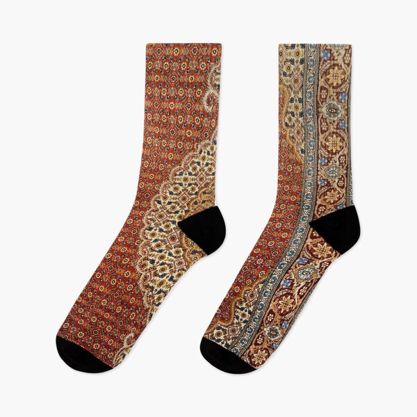 Artikelvorschau, Persia Red Authentisches buntes Bild des 19. Jahrhunderts eines blauen orange-gelben Teppichs entworfen und verkauft von vintagepatterns.