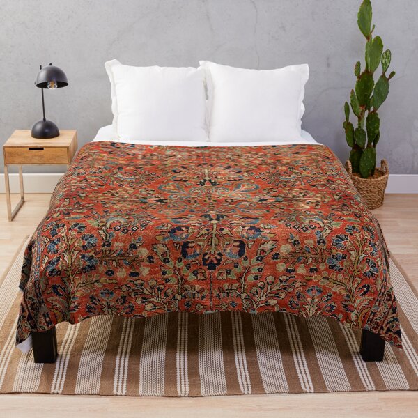 Item preview, Persia Sarouk 19th Century Authentic Colorful Picture of a Red and Yellow Leaf Rug designed and sold by vintagepatterns.