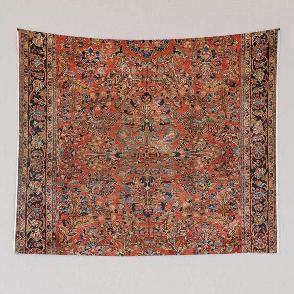 Item preview, Persia Sarouk 19th Century Authentic Colorful Picture of a Red and Yellow Leaf Rug designed and sold by vintagepatterns.