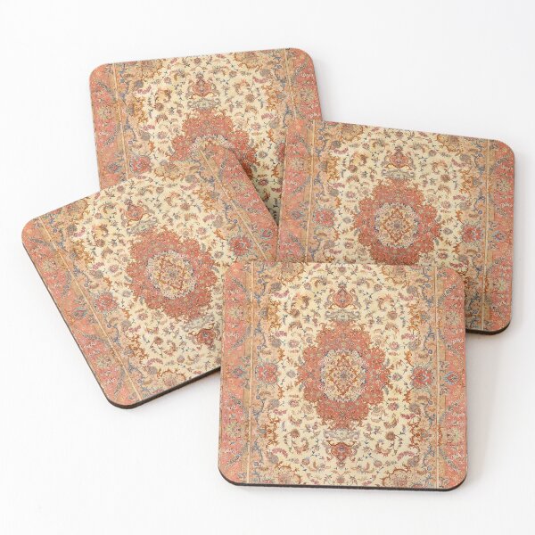Item preview, Persia Tabriz 19th Century Authentic Colorful Picture of a Dusty Tan and Red Blush Rug designed and sold by vintagepatterns.