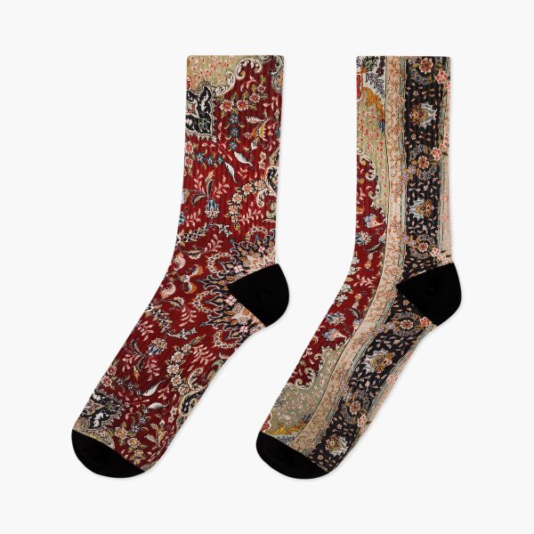 Item preview, Persia Tabriz 19th Century Authentic Colorful Picture of a Red and Black Dark Rug designed and sold by vintagepatterns.
