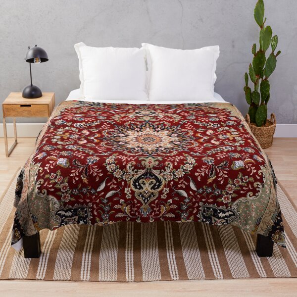 Item preview, Persia Tabriz 19th Century Authentic Colorful Picture of a Red and Black Dark Rug designed and sold by vintagepatterns.