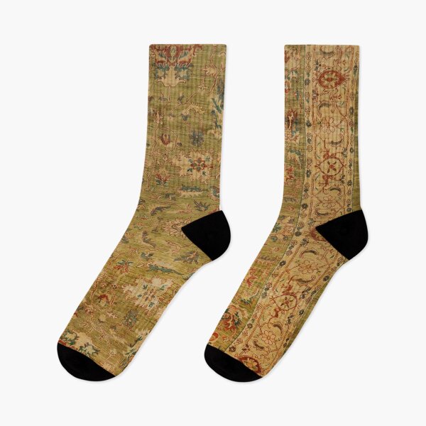 Item preview, Persian 19th Century Authentic Colorful Picture of a Muted Green and Yellow Blue Rug designed and sold by vintagepatterns.