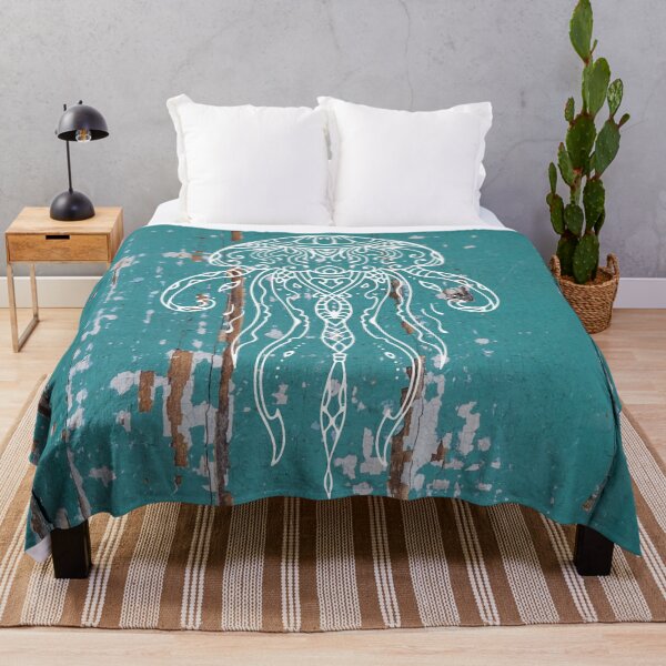 Item preview, Preppy primitive rustic teal beach wood tropical tribal tattoo jellyfish designed and sold by IamTrending.