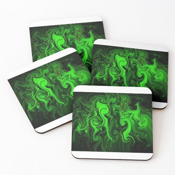 Item preview, Abstract art - green and black swirls, seahorse-like designed and sold by By-Moi.