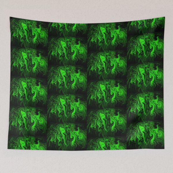 Item preview, Abstract art - green and black swirls, seahorse-like designed and sold by By-Moi.