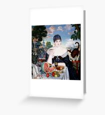 Boris Kustodiev - Merchant s Wife at Tea 1918 Woman Portrait Greeting Card