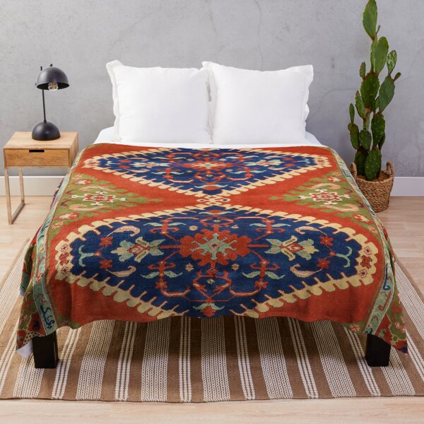 Item preview, Turkey 19th Century Authentic Colorful Picture of a Green and Blue Red Grunge Rug designed and sold by vintagepatterns.