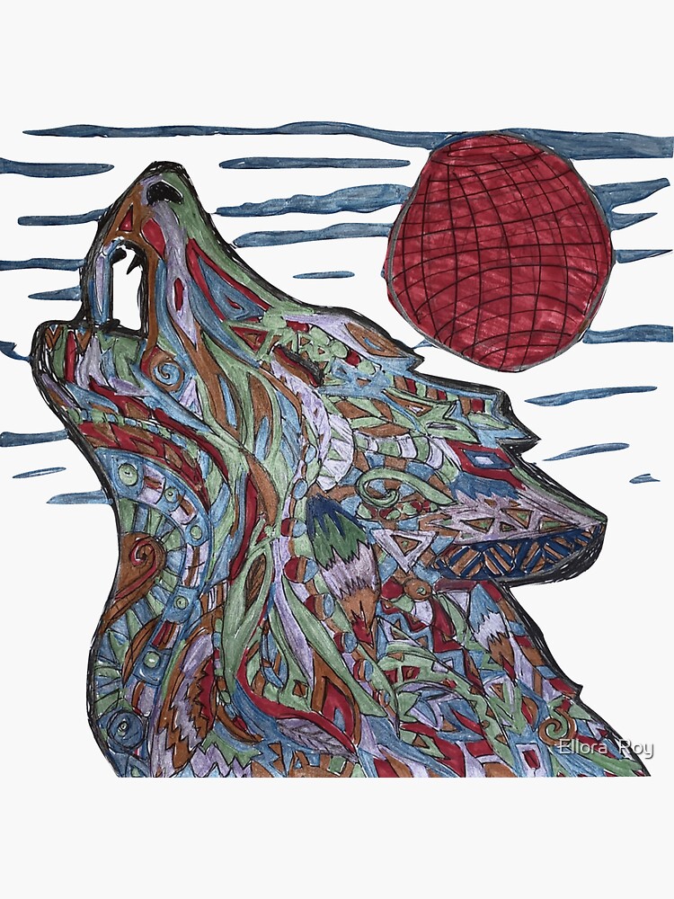 “Wolf Coloring Book Page Drawing” Sticker for Sale by ElloraRoy16