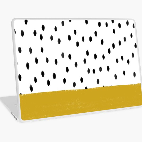 Dalmatian Polka Dot Spots with Mustard Yellow Stripe (black/white/yellow) Laptop Skin