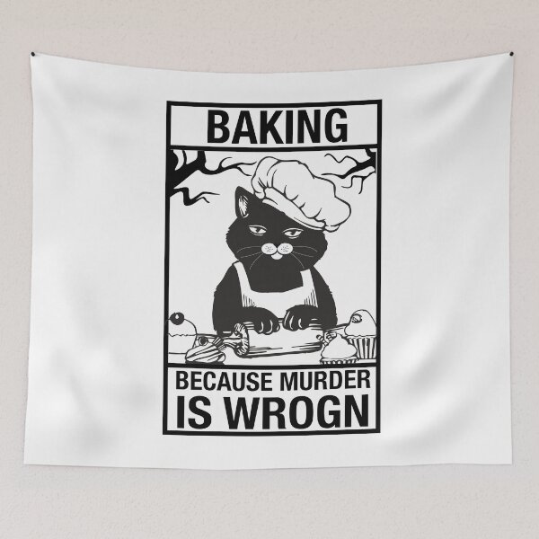 Item preview, Black Cat Baking Because Murder Is Wrong Cat Lover designed and sold by neodiseno.