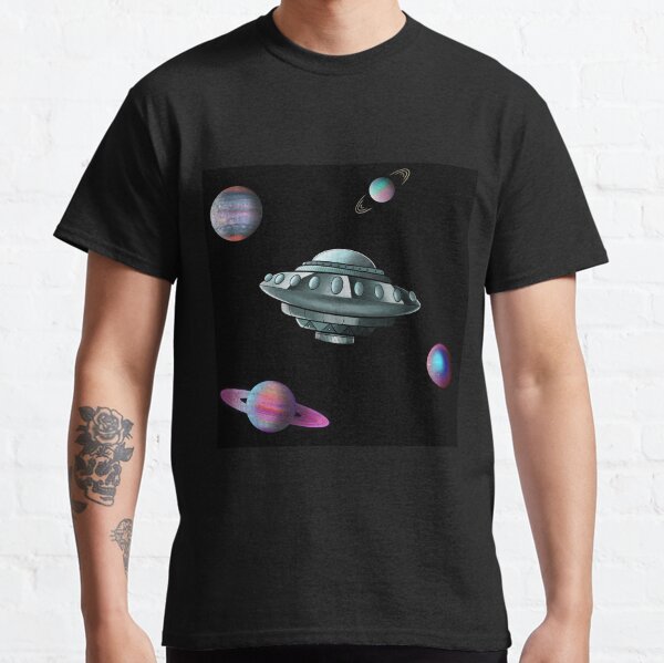 UFO & Planets Pattern by Laura Horrorshow Classic T-Shirt