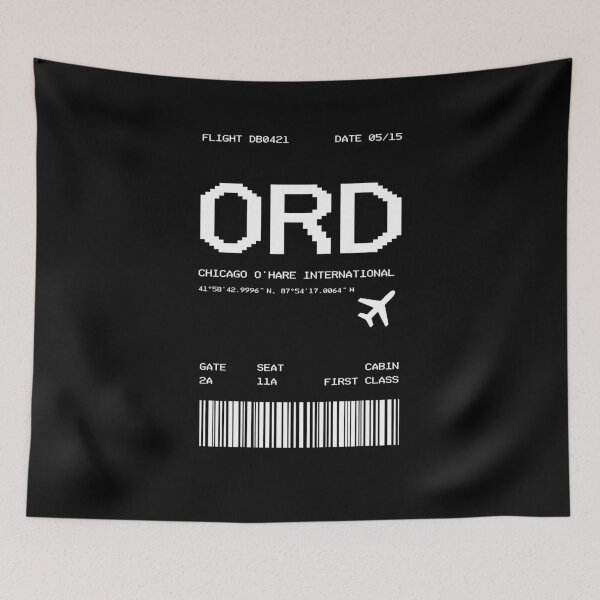 Item preview, Chicago Ohare International Airport Call Letters Boarding Pass Flight Ticket Black designed and sold by ardasen.