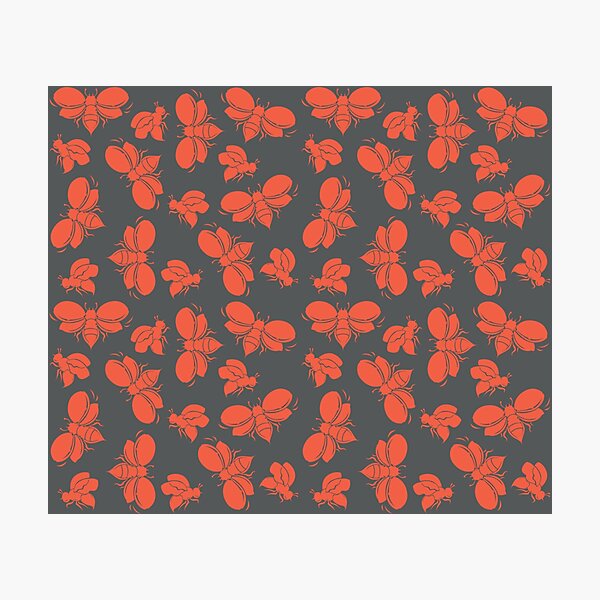 Busy Buzzy Bees on Gray Pattern Photographic Print