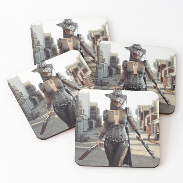 Item preview, Female cowgirl gunslinger walking through the center of a western town with duel sawed off shotguns. designed and sold by DigitalStorm.
