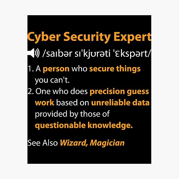 Artikel-Vorschau von Definition des Experten für Cybersicherheit, designt und verkauft von TopDawgDesigns.