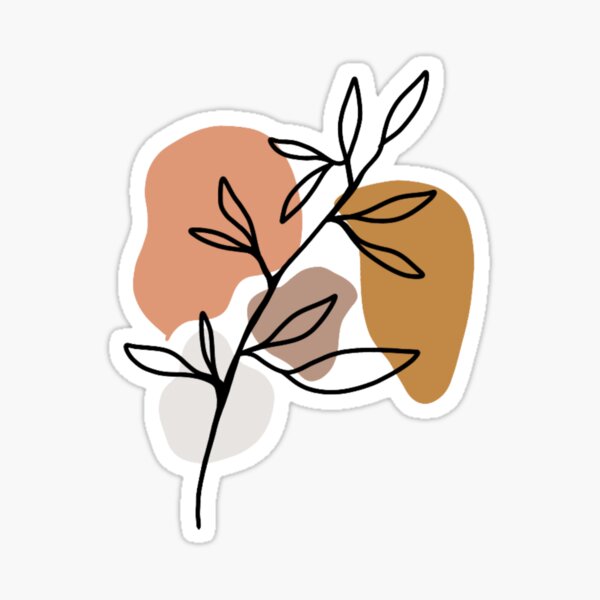 Minimalistic Earth Tone Leaves Sticker