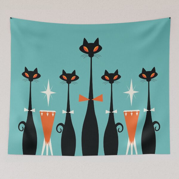 Item preview, Bobby West's "Tropicana Kitty Club" Midcentury Cats Playing Congas. designed and sold by BobbyWest1965.