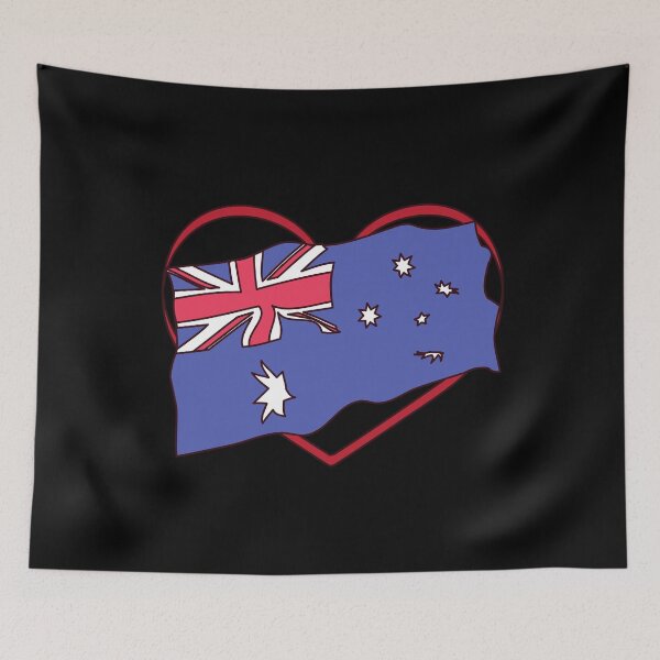 Item preview, Australia National Flag with Love Heart designed and sold by coffeetea2020.