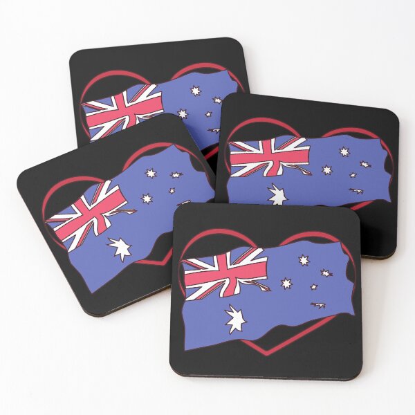 Item preview, Australia National Flag with Love Heart designed and sold by coffeetea2020.