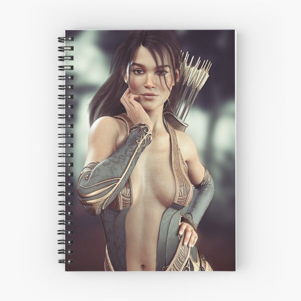 Item preview, Portrait of a sexy fantasy brunette female archer with woods background.  designed and sold by DigitalStorm.
