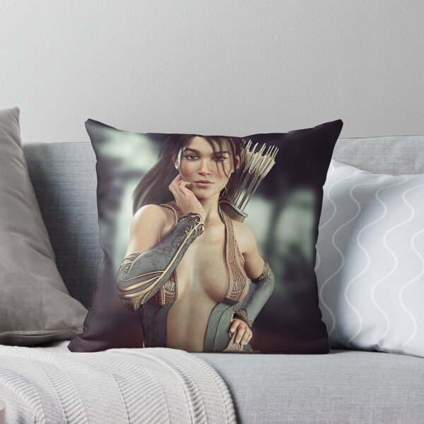 Item preview, Portrait of a sexy fantasy brunette female archer with woods background.  designed and sold by DigitalStorm.