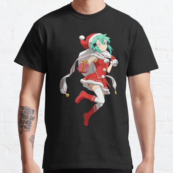Sword Art Online - Sinon - Asada Shino | Santa Christmas New Year Cute Gamer Girl Gift | Black Classic T-Shirt