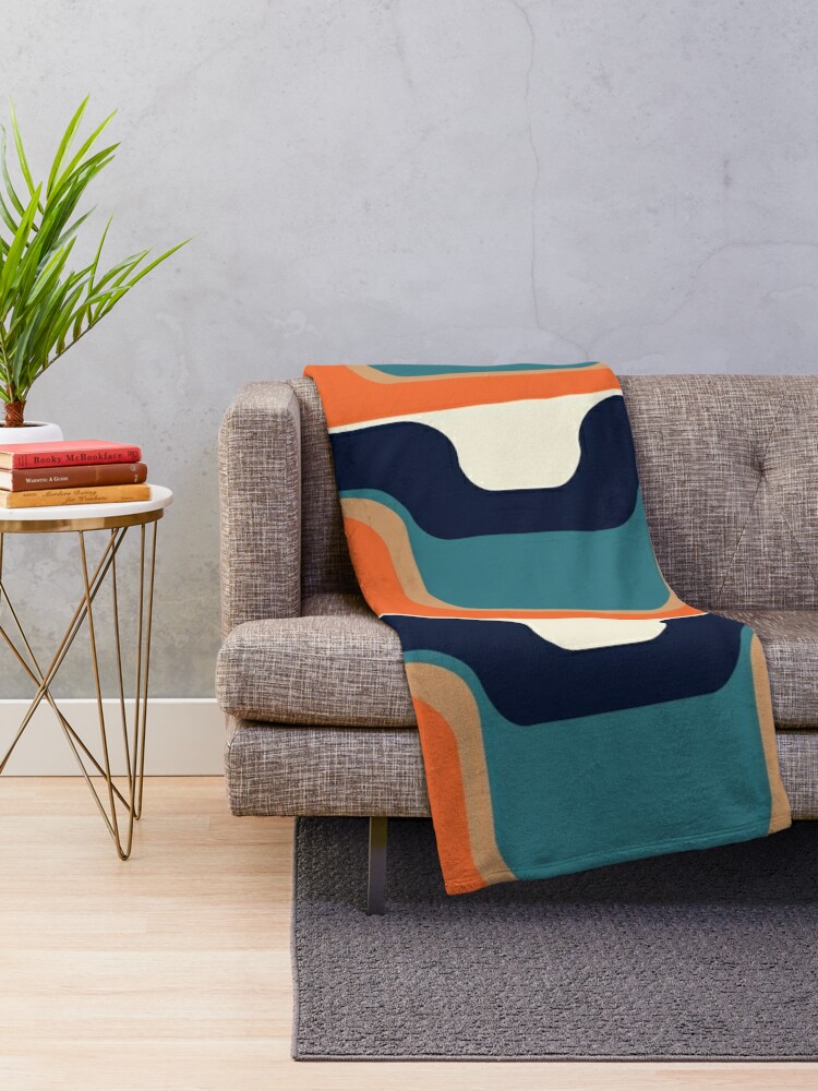 Alternate view of Mid-Century Modern Meets 1970s Orange & Blue Throw Blanket