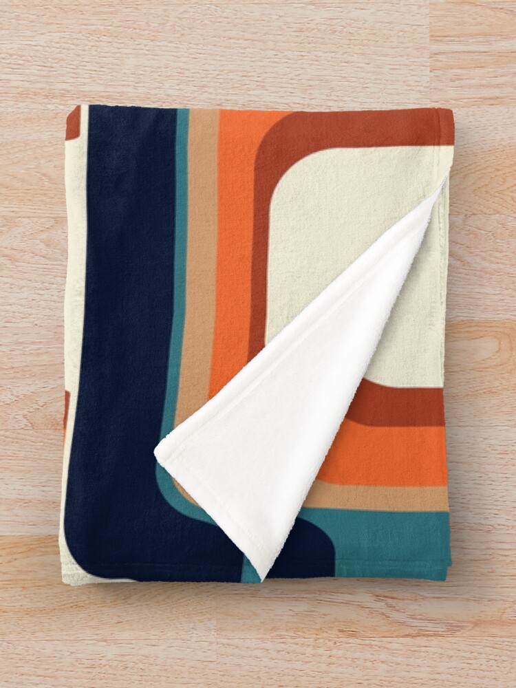 Alternate view of Mid-Century Modern Meets 1970s Orange & Blue Throw Blanket