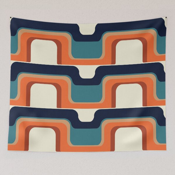 Item preview, Mid-Century Modern Meets 1970s Orange & Blue designed and sold by MonstersMashU.