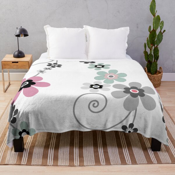 Item preview, Floating floral watercolour flower vine design pattern, black and white, pink. designed and sold by Caroline Laursen.