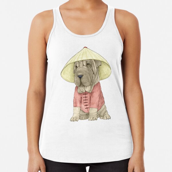 Shar Pei on The Great Wall Racerback Tank Top