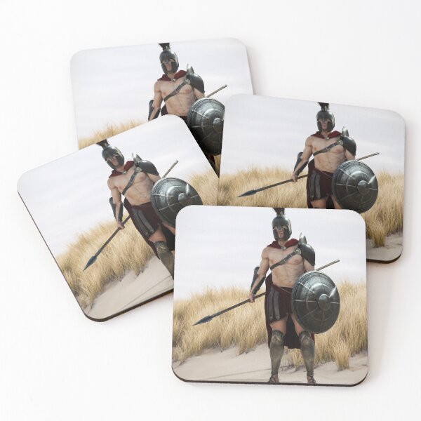 Item preview, Portrait of a battle hardened Greek Spartan male warrior equipped with a spear and shield ready for battle.  designed and sold by DigitalStorm.