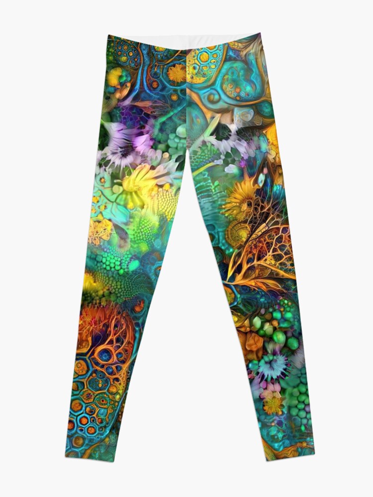 Thumbnail 3 of 5, Leggings, Deepdream floral fractalize abstraction designed and sold by blackhalt.