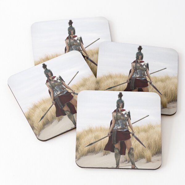 Item preview, The Spartan. Portrait of a battle hardened Greek Spartan female warrior equipped with a sword and spear ready for battle.  designed and sold by DigitalStorm.