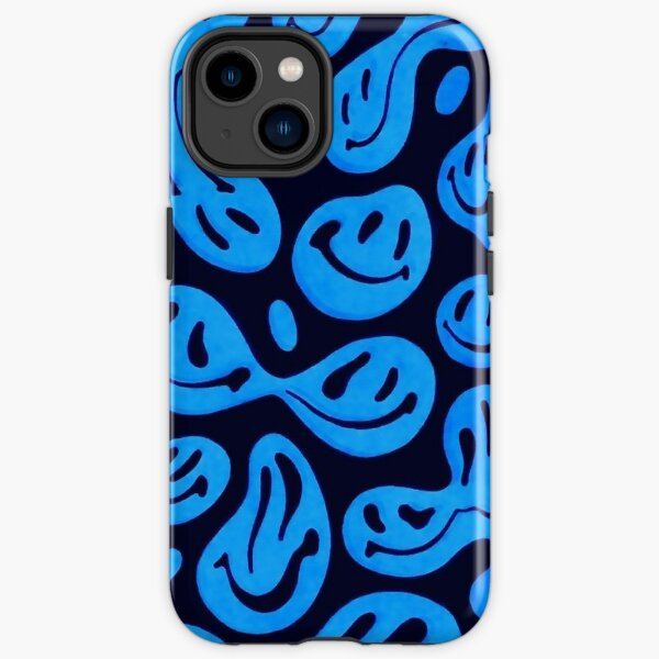 Blue Smiley Face Pattern iPhone Tough Case