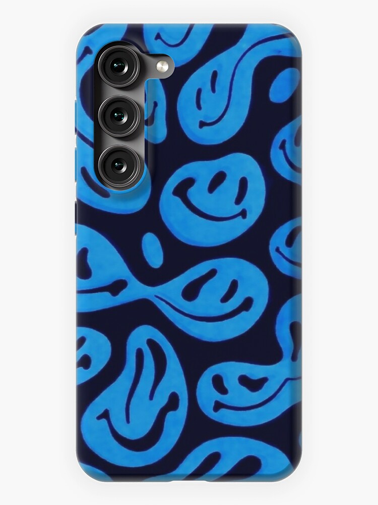 Blue Smiley Face Pattern Samsung Galaxy Phone Case