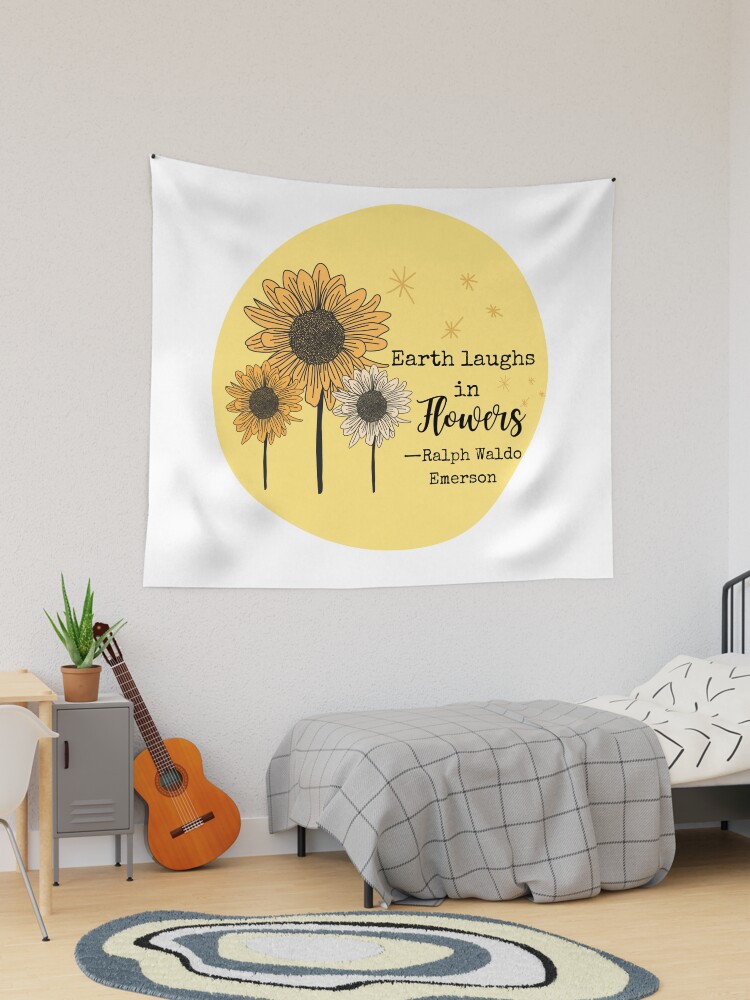 Thumbnail 1 of 3, Tapestry, Earth Laughs in Flowers, Ralph Waldo Emerson designed and sold by Dollfacedesign.